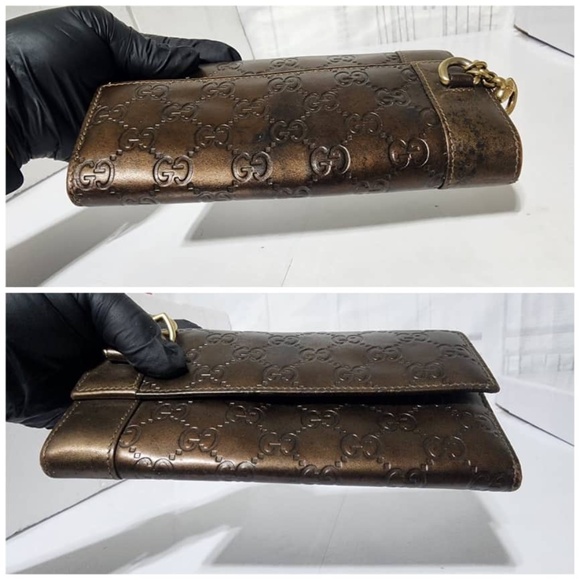 Authentic Gucci GG Signature Leather Wallet Brown - Picture 6 of 14